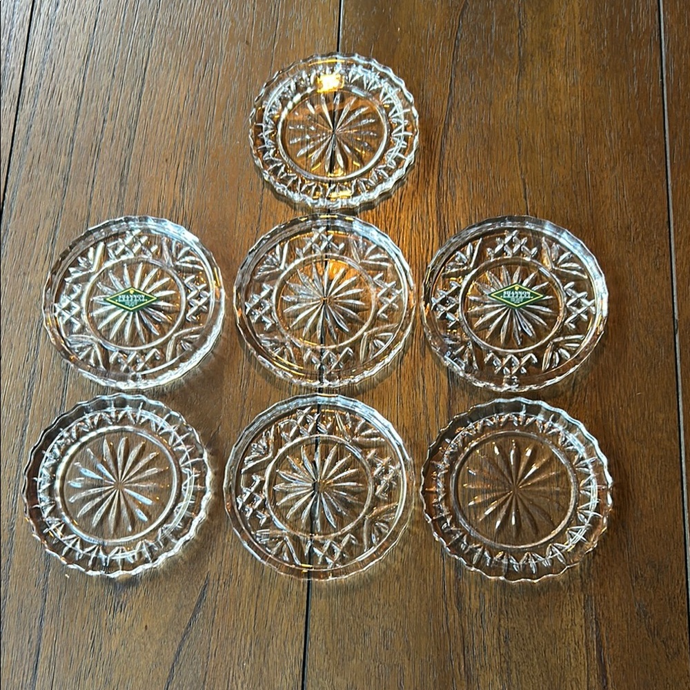Shannon Crystal Designs of Ireland Lead Crystal Coasters - 7 pieces